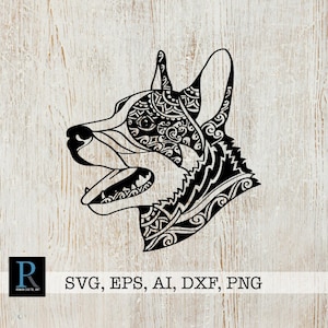 Zentangle Blau Heeler SVG, Australischer Rinderhund SVG, Mandala Blau Heeler, Blau Heeler SVG, einschichtig