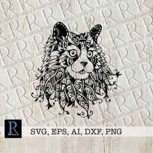 Zentangle Cat SVG: Mandala Cat Clipart, Single Layer Design