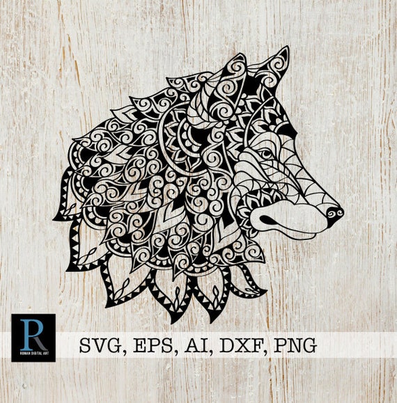 Download Mandala Wolf Svg Zentangle Wolf Svg Etsy