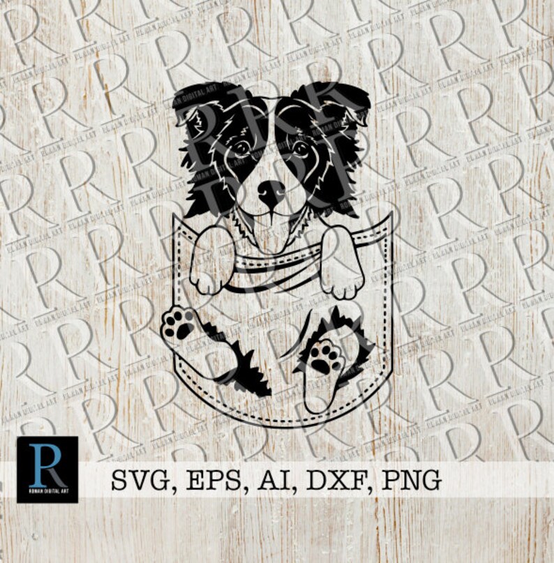 Download Clip Art Border Collie In Pocket Svg File Puppy In The Pocket Svg Border Collie Cut File Art Collectibles
