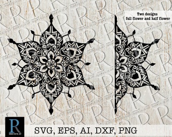 Zentangle Flower Mandala SVG: Single Layer Cricut Cut File