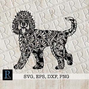 Golden Doodle Hund SVG-Datei, Goldendoodle Schnittdatei, Hund SVG Schnittdatei, Cricut Cut-Datei, Groodle Clipart, Mandala Doodle Hund, einlagig