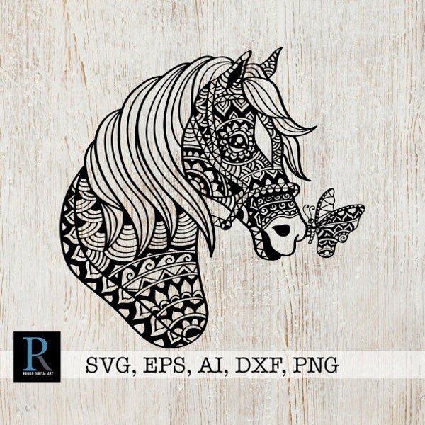 Mandala paard SVG, enkellaags gesneden bestand