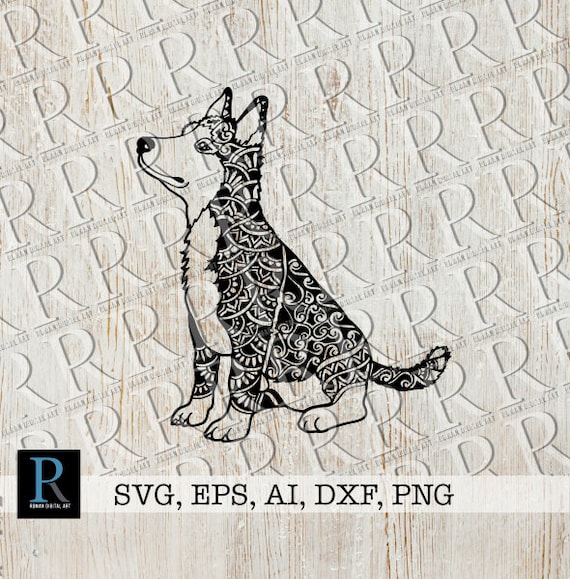シベリアン ハスキー SVG、ハスキーの子犬 SVG、マンダラ
