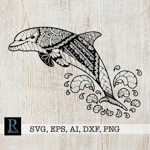 Mandala Dolphin SVG, Zentangle Dolphin Cut File