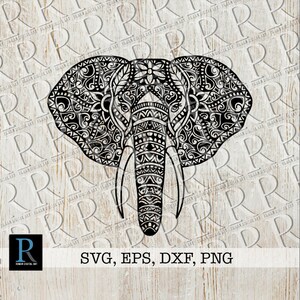 File SVG Mandala Elephant, file SVG Zentangle Elephant, design animale Cricut, progetto Silhouette Elephant, strato singolo