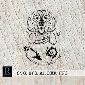Golden Doodle Pocket SVG: Einschichtige Hundeschnittdatei