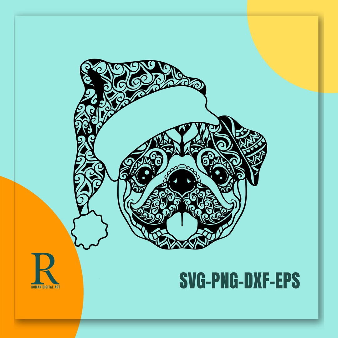 Christmas Pug SVG Design Dog Santa Cricut Cut File, Single Layer - Etsy
