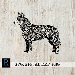 Mandala Heeler Hund SVG, Australian Cattle Dog Cut File, einschichtig