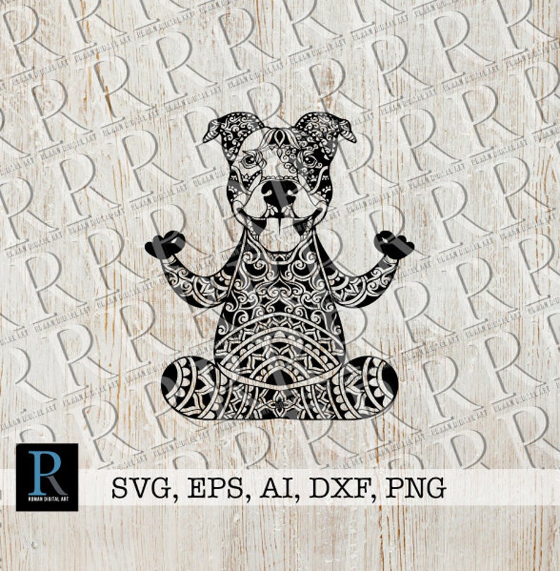 Download Mandala Pit Bull Yoga SVG Archivo Zentangle Meditando Pit ...