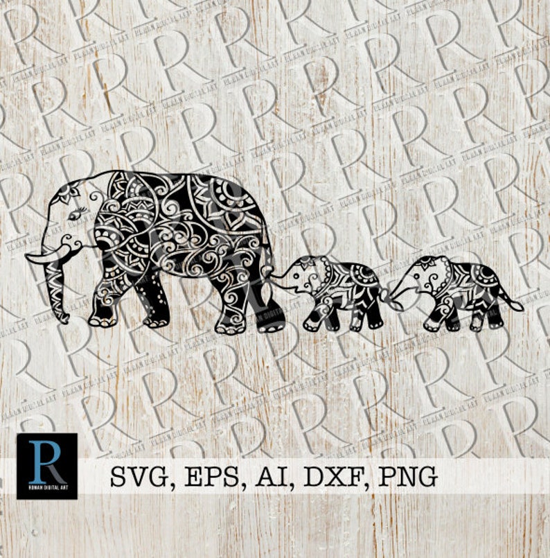 Download Mandala Mom and baby Elephants SVG File Zentangle Elephant ...