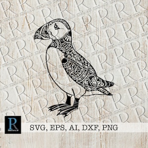 Fichier SVG macareux, macareux mandala SV, macareux Zentangle SVG, fichier coupe oiseau macareux, macareux Cricut Design, fichier png macareux, simple couche