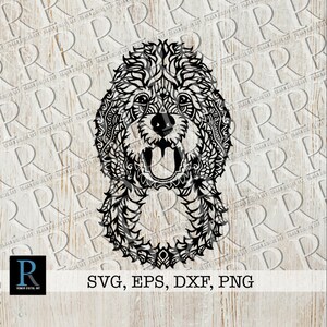 Goldendoodle Mandala SVG: Zentangle Hund Schnittdatei