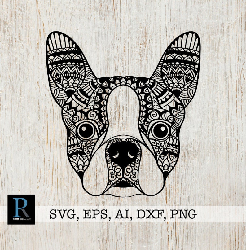 Mandala Boston Terrier SVG Zentangle Boston Terrier SVG
