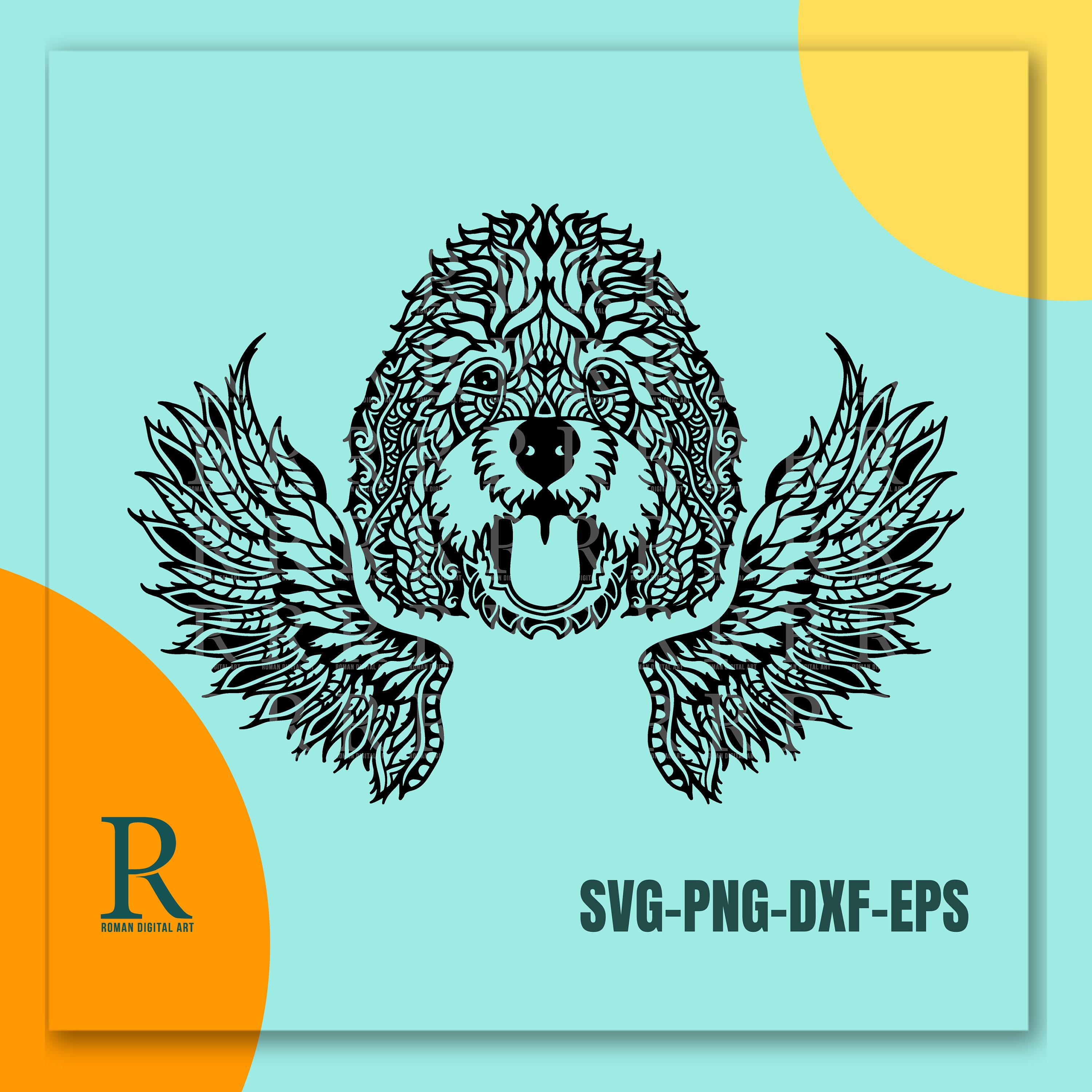 Golden Doodle SVG Design, Pet Memorial Cricut File, Mandala SVG, Single Layer
