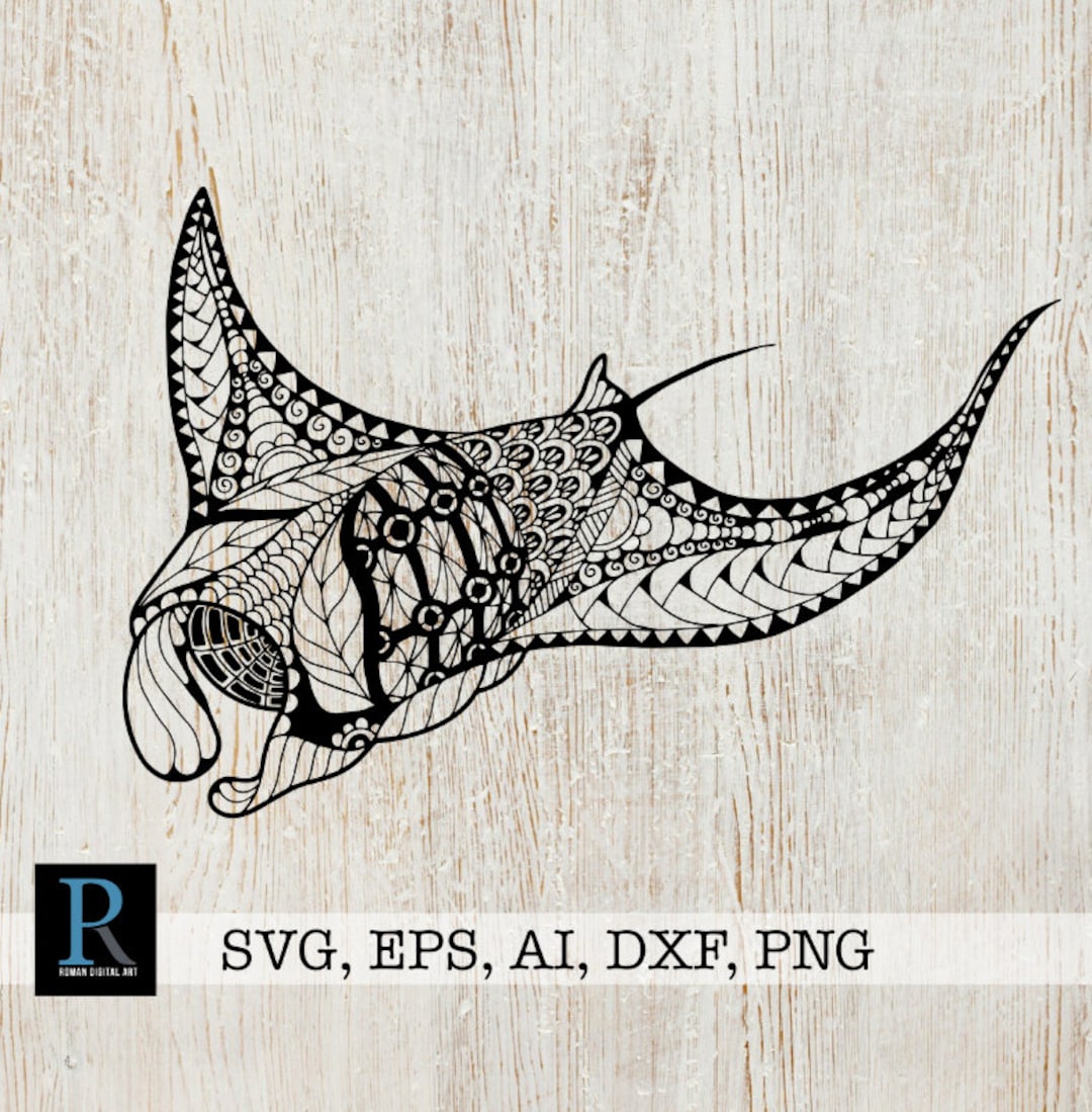Zentangle マンタ SVG、マンダラ クリップアート (カット ファイル