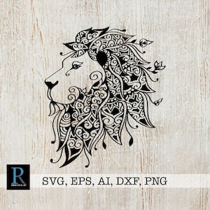 Mandala Lion SVG, Zentangle Lion, Single Layer Cut File