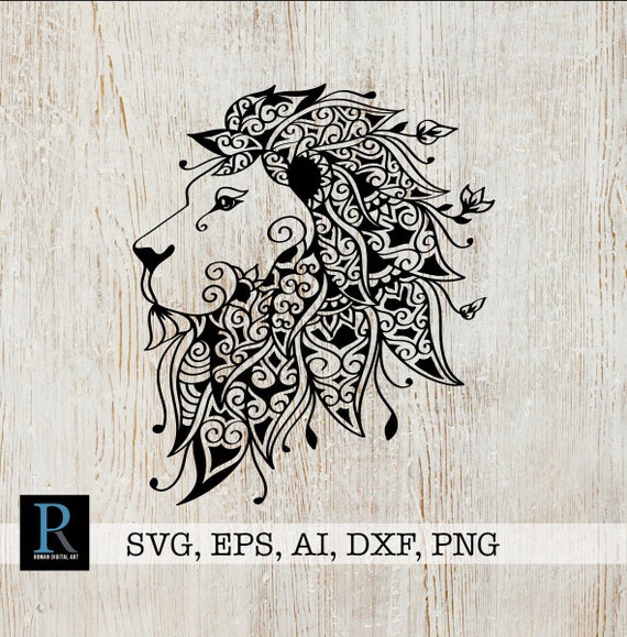 Mandala Lion SVG Zentangle Lion SVG | Etsy