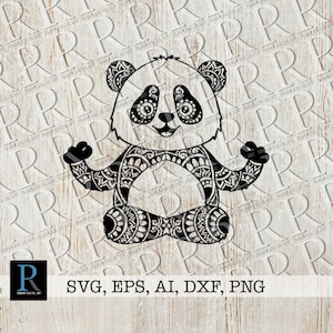 Mandala Meditating Panda SVG-bestand, yoga Panda SVG, enkellaags