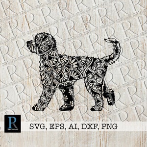 Golden Doodle Hund SVG: Zentangle Mandala Schnittdatei