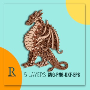 3D Dragon Mandala SVG: Layered Zentangle Laser Cut File