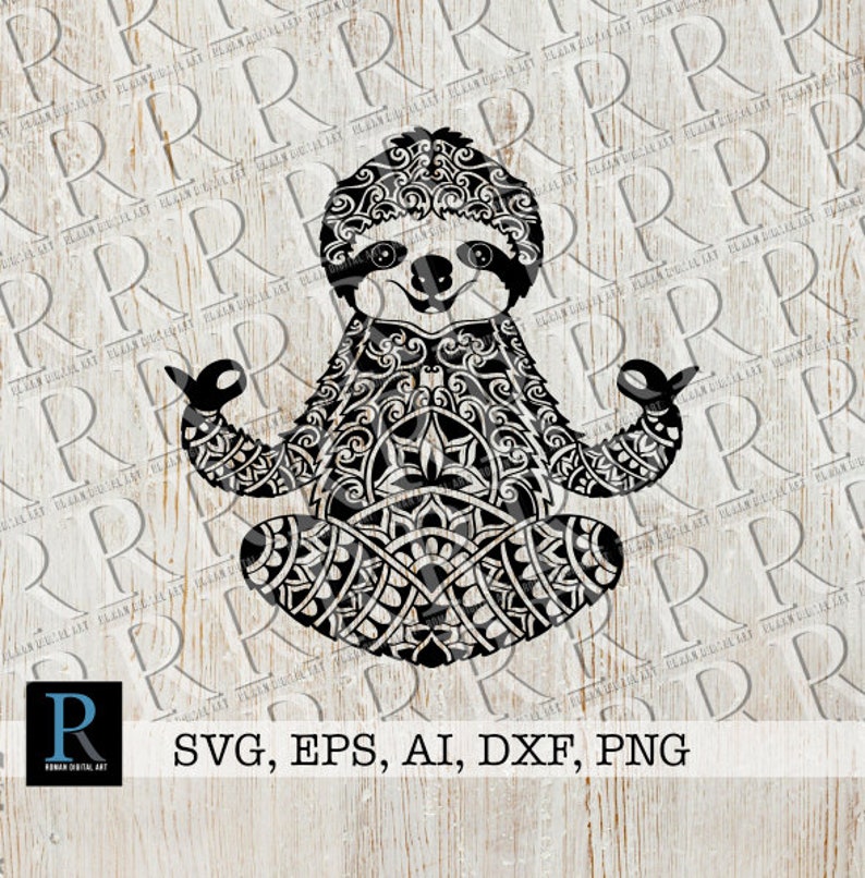 Download Zentangle Sloth SVG File Yoga Sloth SVG DIGITAL | Etsy