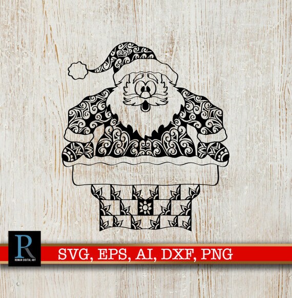 Zentangle Funny Santa Claus Svg Santa Claus Stuck In Chimney Etsy
