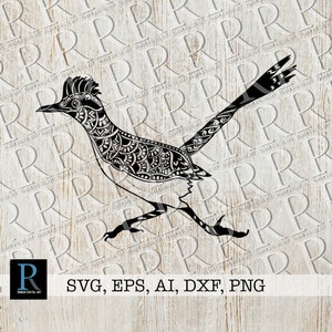 Mandala Roadrunner Bird SVG, Zentangle Roadrunner SVG, File SVG Bird, singolo strato