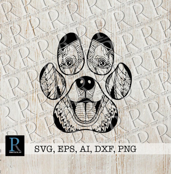 Download Zentangle Dog Paw Svg Mandala Dog Paw Svg Etsy
