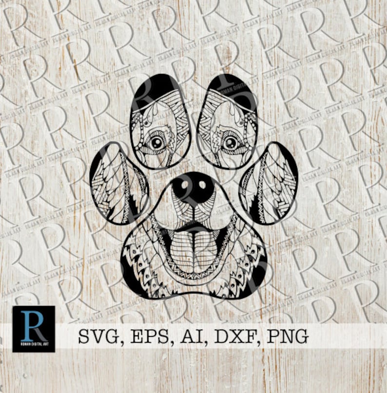 Download Zentangle Dog Paw SVG Mandala Dog Paw SVG | Etsy