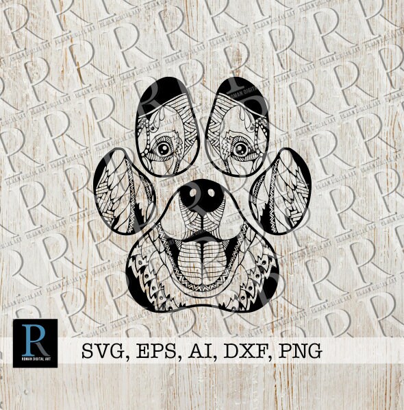 Download Zentangle Dog Paw Svg Mandala Dog Paw Svg Etsy