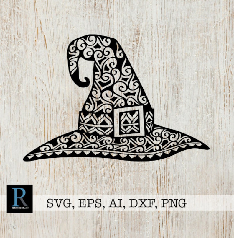 Download Zentangle Halloween Hat SVG Mandala Witch Hat SVG | Etsy