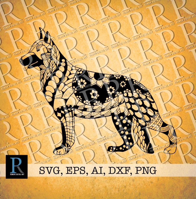 Zentangle German Shepherd SVG Single Layered - Etsy