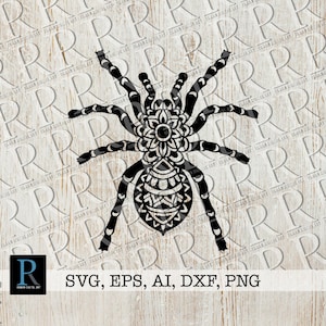 Zentangle Tarantula Spider SVG: Mandala Clipart