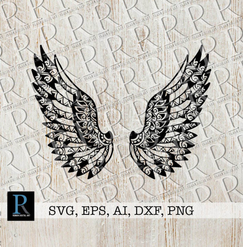 Download Zentangle Angel Wings Svg Cut File Mandala Angel Wings Svg File Clip Art Art Collectibles Tripod Ee