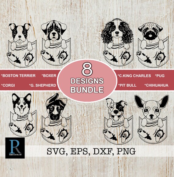 Bundle Svg Files Dog Breeds Pocket Designs Cricut Files Etsy