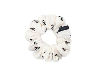 Urban Bow Mini Scrunchie: Soft Hair Tie black ribbon Handmade in USA