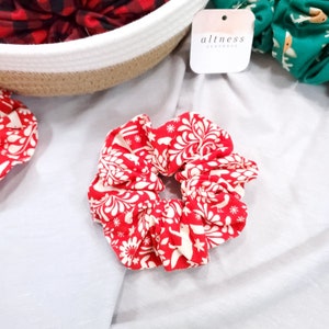 Red Woodland Scrunchie | Christmas Scrunchie | Winter Scrunchie
