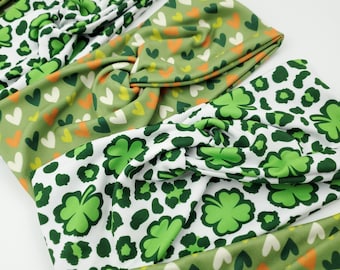 St. Patrick's Day Twist Headband: Lucky Clover Soft Stretchy Hair Band