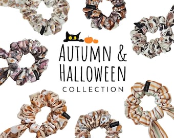 Autumn & Halloween Mini Scrunchie: Soft Hair Tie, Hair Bun Accessory