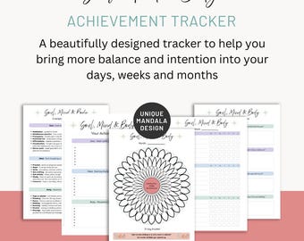 Printable Spirit, Mind & Body Trackers | Daily Achievement Tracker | Mandala Tracker | Motivation | Wellness PDF