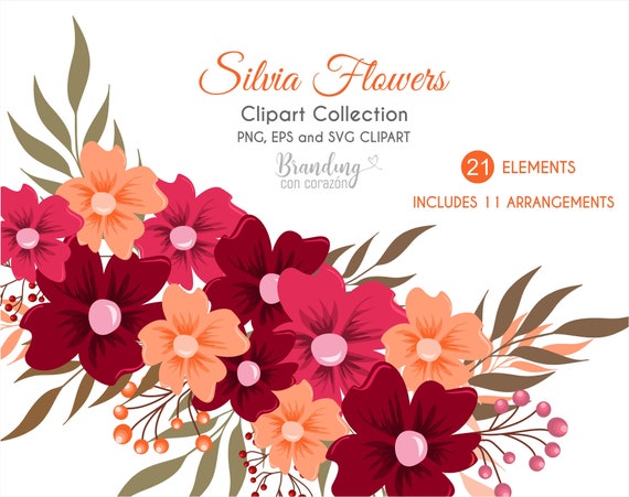 Download Flowers Clip Art And Png Svg And Eps Vector Image Files Etsy