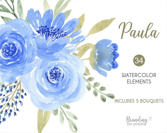 wallpapers Flor Acuarela Png Azul clipart flores acuarela azules formato png conjunto de flores y ramos de rosas color azul uso comercial gratis descarga digital inmediata