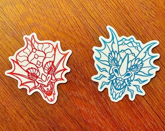 Dragons chromatiques rouges et bleus D&D [TATOUAGES TEMPORAIRES]