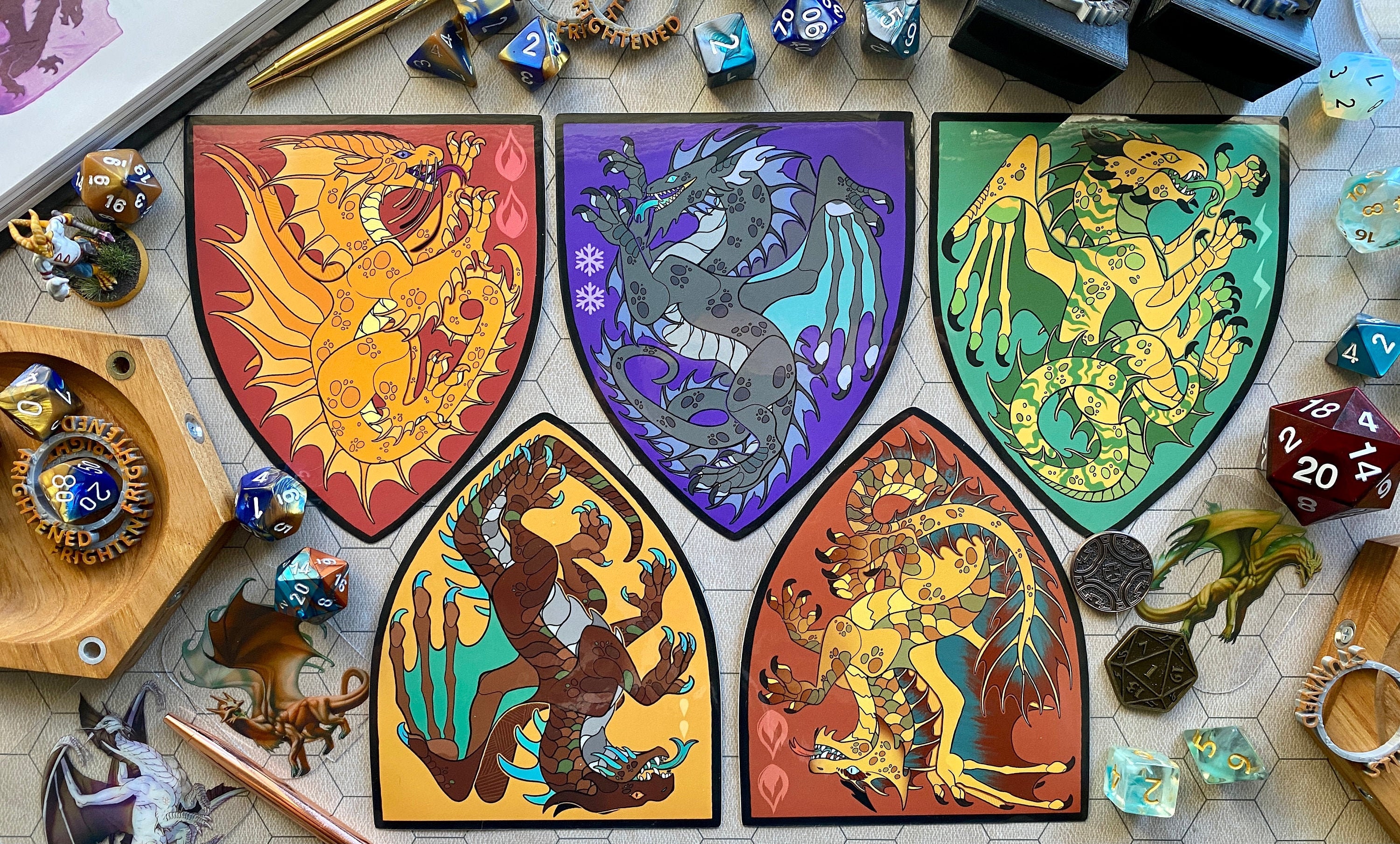 D&D Heraldic Metallic Dragons [STICKERS]