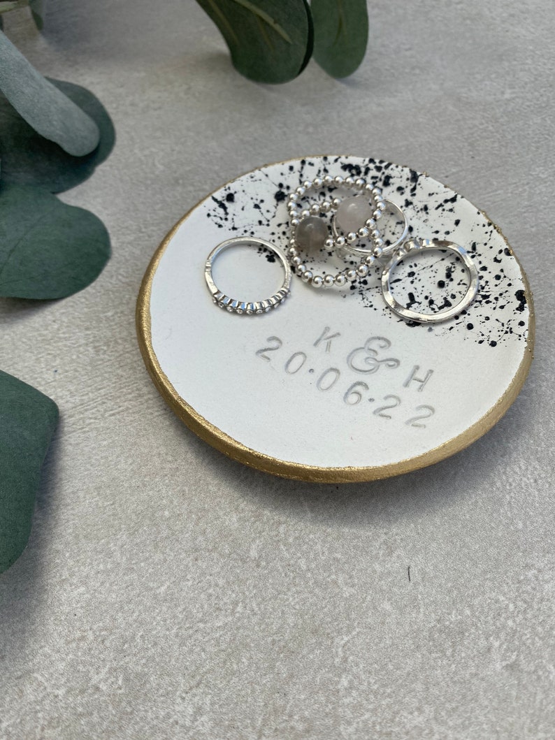 Engagement Ring Dish, Personalised gifts, Wedding ring holder// couples gift // Anniversary gift image 4