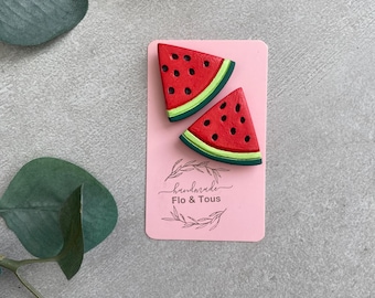 Handmade Watermelon Fridge Magnets – Clay Kitchen Decor, Set of 2