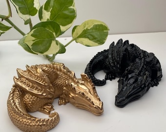 Handmade Dragon Figurines –  (Gold & Black)