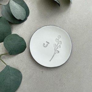 Personalised Ring Dish/ Wedding ring dish/ Wild Flowers personalised gift/ gifts for her/ ring holder image 1