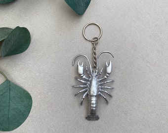 Lobster keyring, ‘he’s her lobster’ Silver painted lobster keyring // Lobster gift